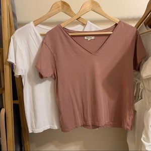 TWO Madewell Supima Cotton Drapey Vneck Tee